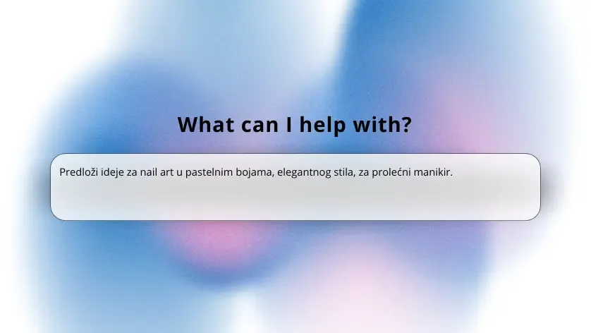 Snimak ekrana ChatGPT interfejsa sa unetim upitom za ideje za dizajn noktiju u pastelnim bojama.