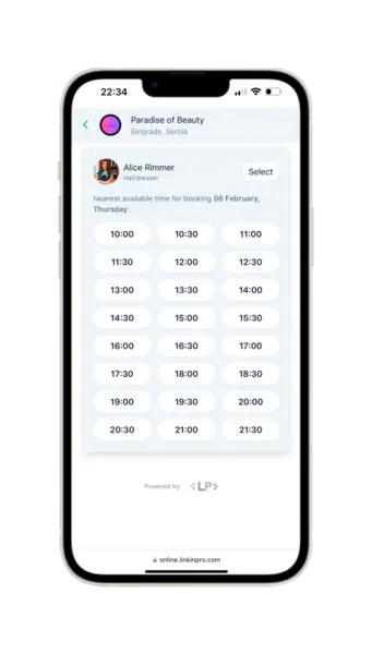 Izbor profesionalca u aplikaciji za onlajn rezervaciju LINKINPRO